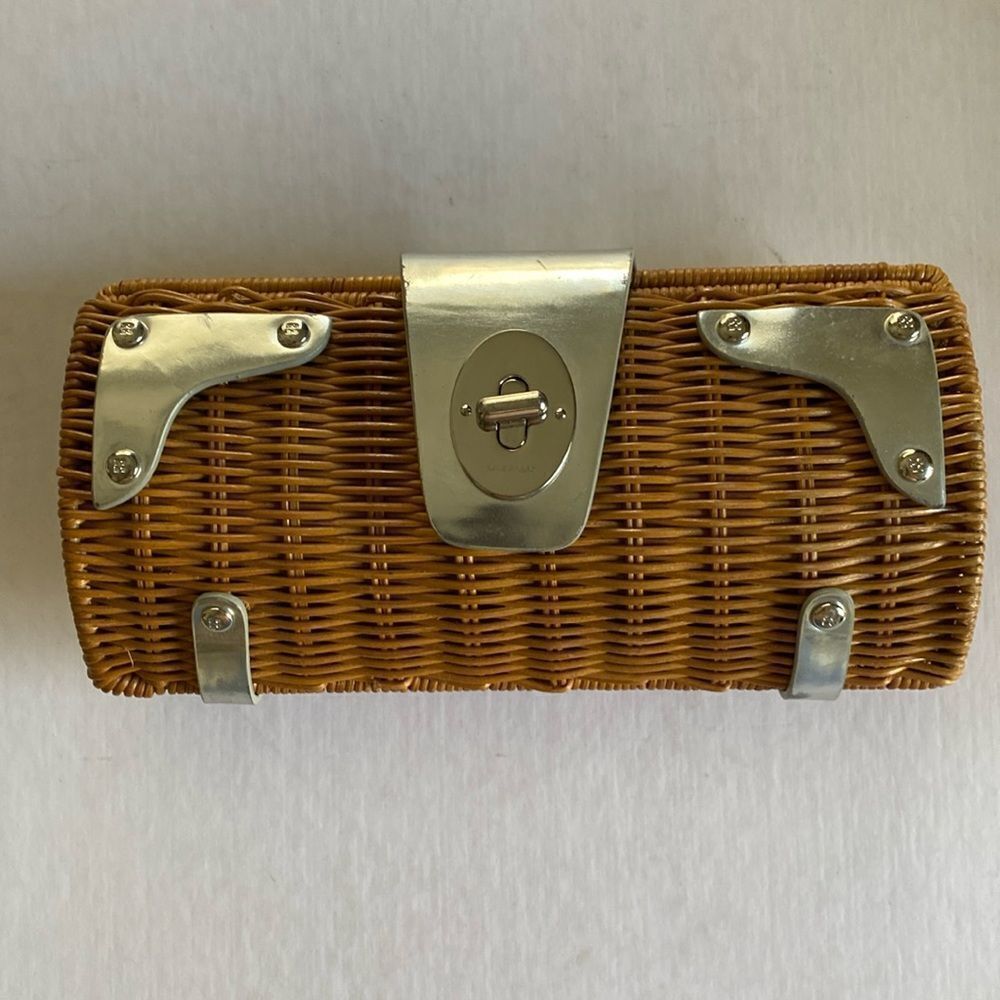 KATE SPADE Wicker/Silver Clutch Hand Carry Purse - Picture 1 of 11